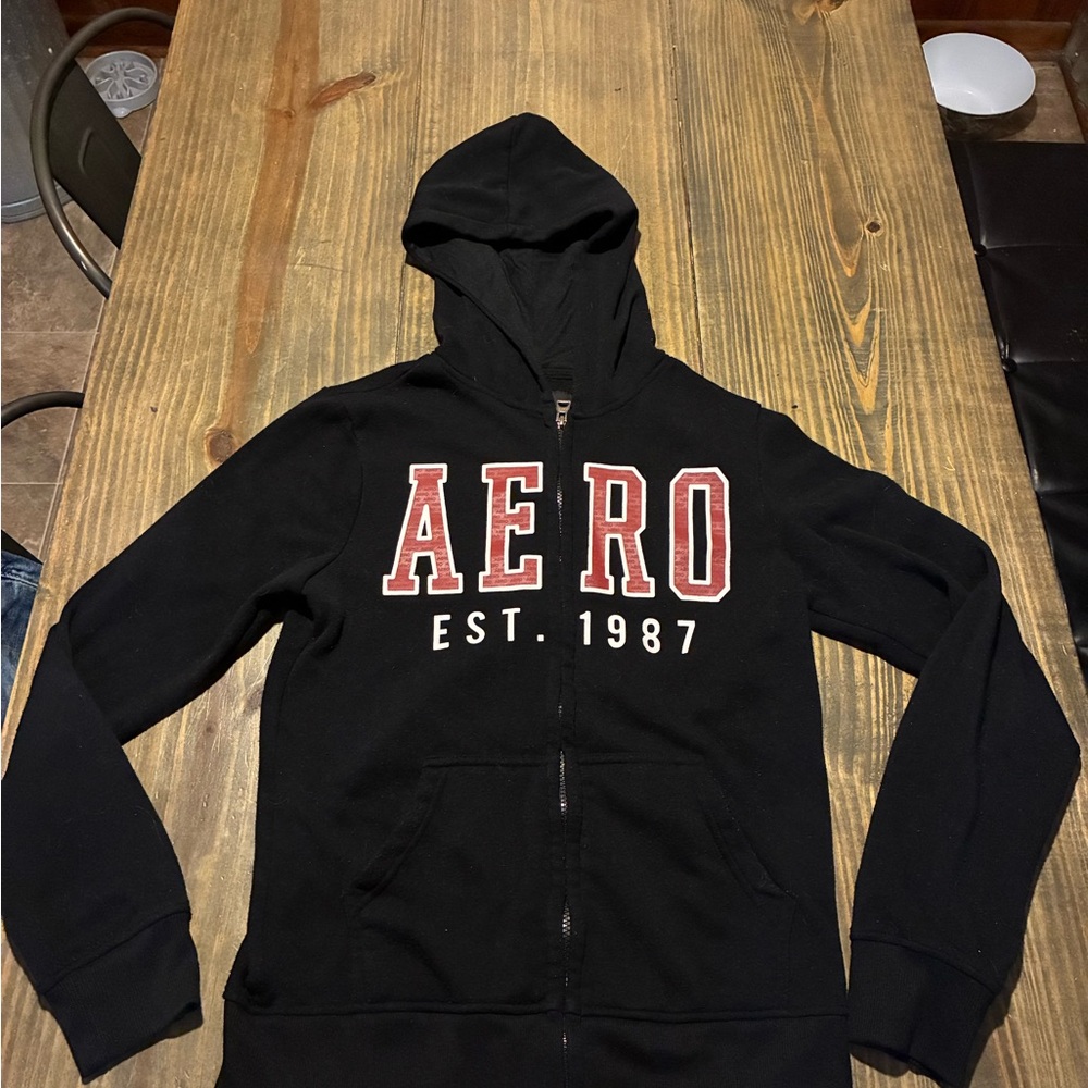 Aeropostale Black Zip-Up Hoodie